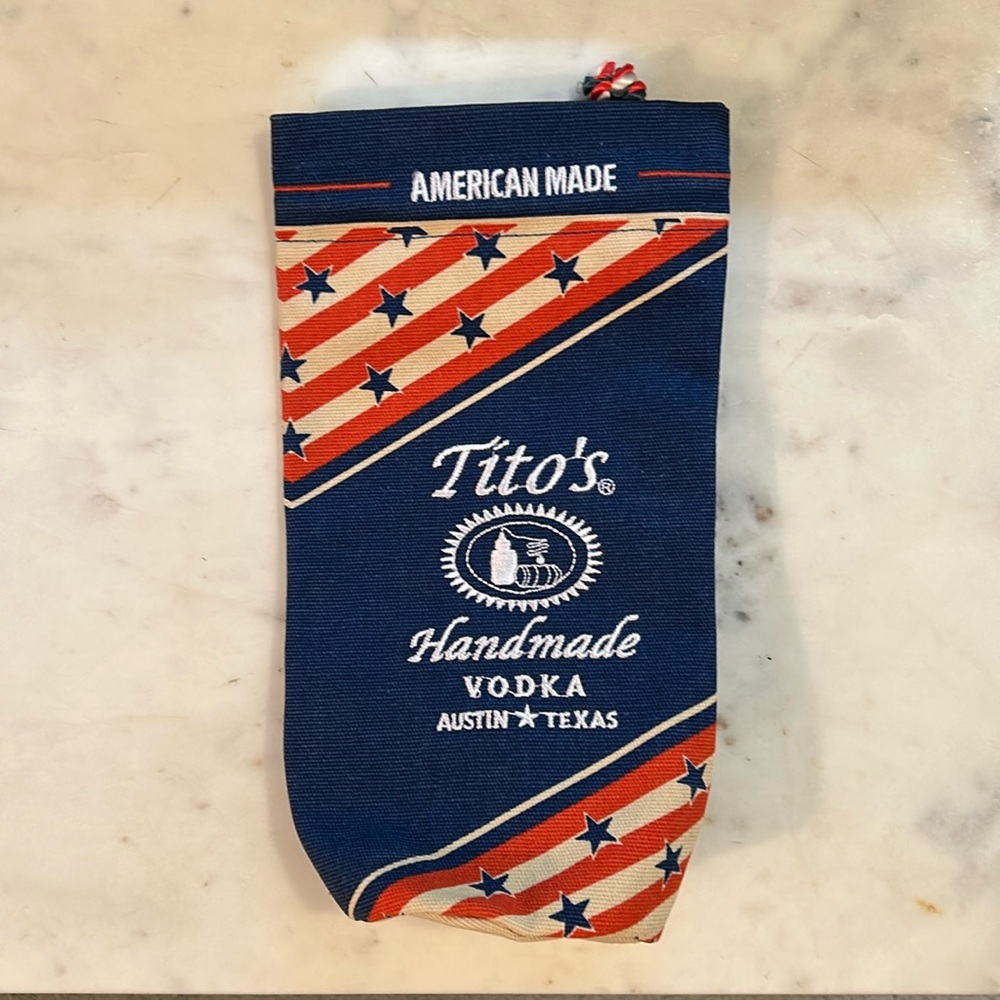 Tito’s Handmade Vodka Canvas Bags- great way to gift a bottle of Tito’s